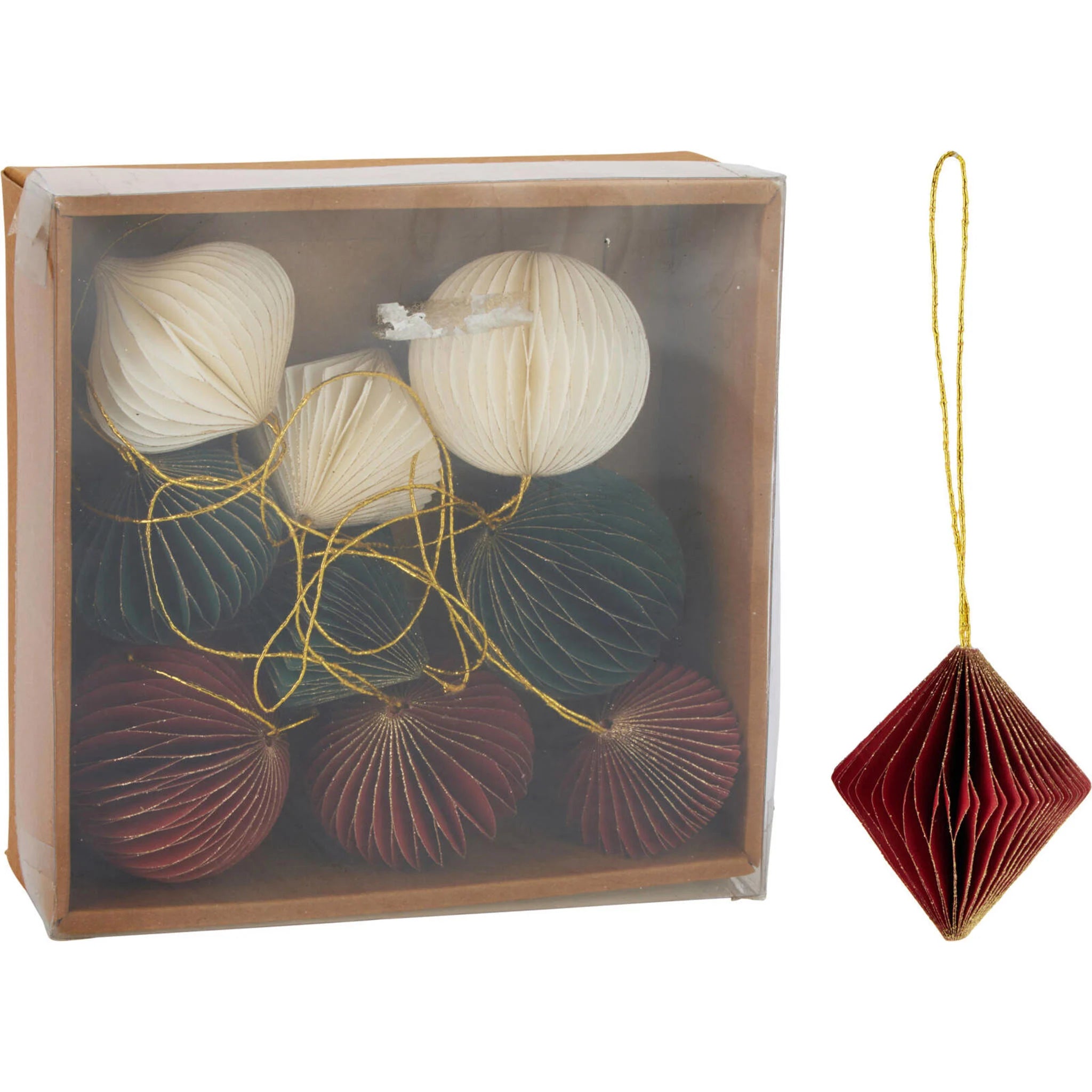 Kerstbal papier 60mm set/9 - multi