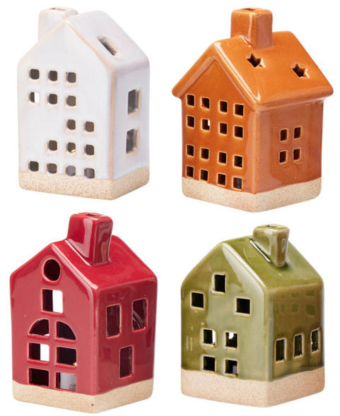 Kerstdeco huis met LED 11cm - ass. (prijs per stuk)