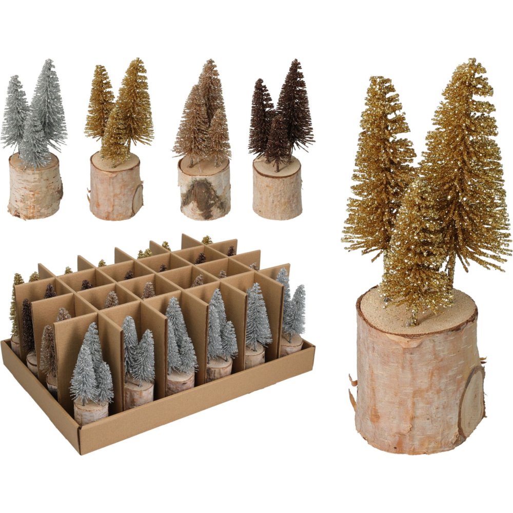 Kerstdeco kerstboom 15cm - ass. (prijs per stuk)
