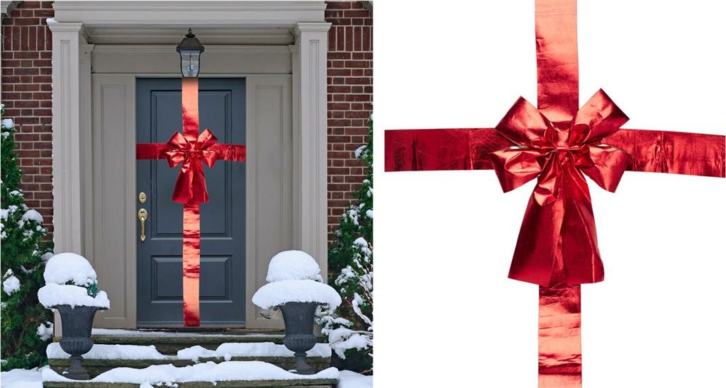 Kerstdeco deurstrik 33x42cm - rood