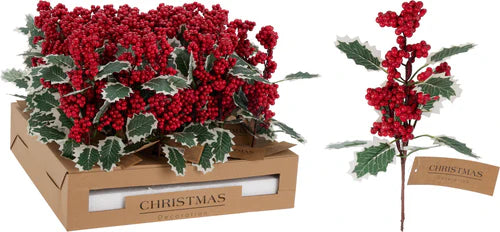 Kerst bessentak 30cm - rood