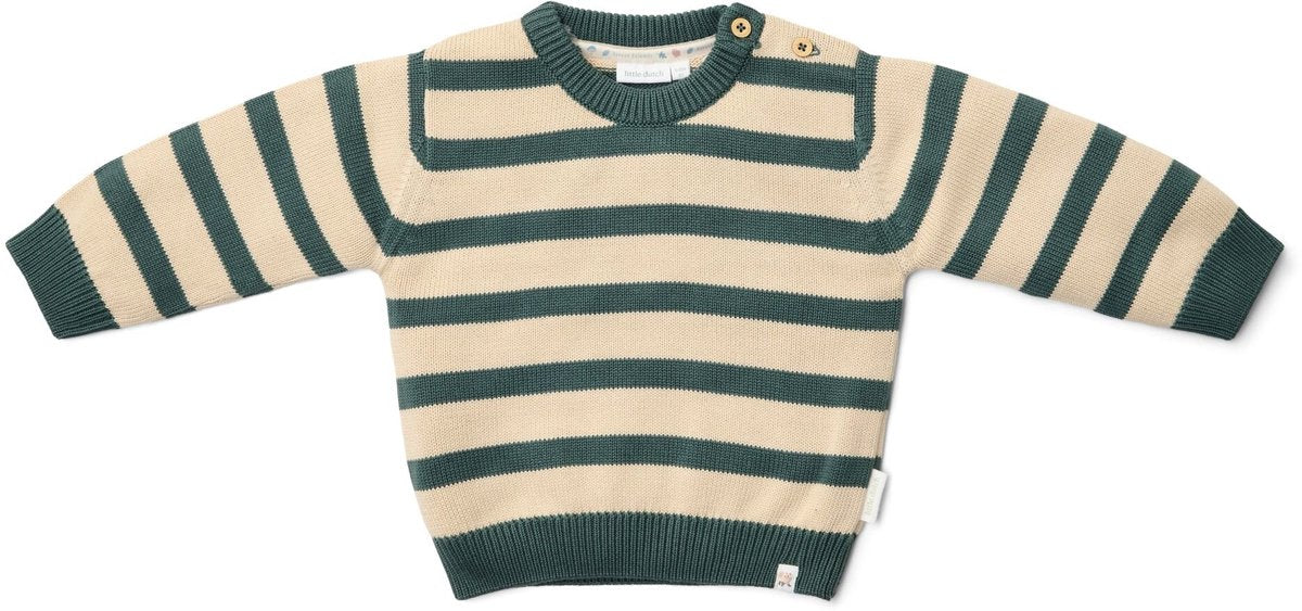 LITTLE DUTCH Gebreide trui - groene streep - 74