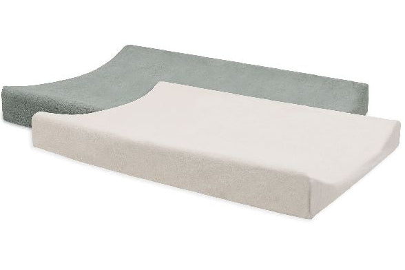JOLLEIN Aankleedkussenhoes badstof 50x70cm - sea green/ivory - 2 pack
