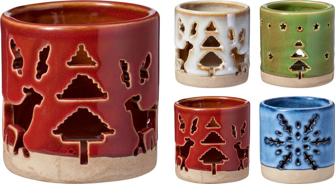 Kerst theelichthouder 75mm - ass. (prijs per stuk)