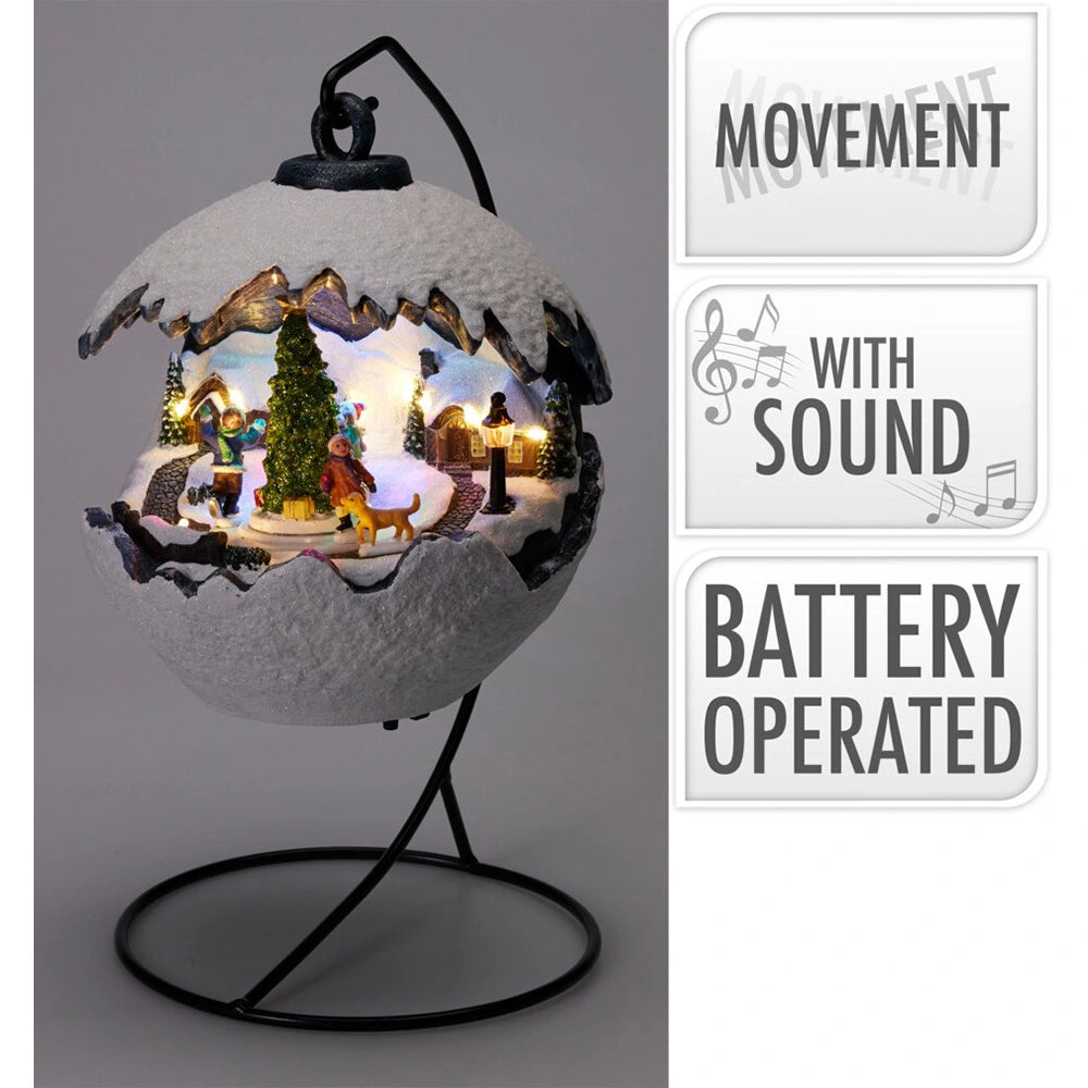 Kersttafereel in bal LED - 24cm