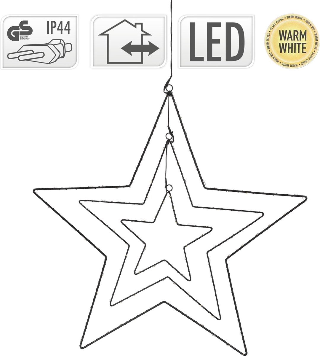 Kerstverlichting sterren 126LED - warm wit