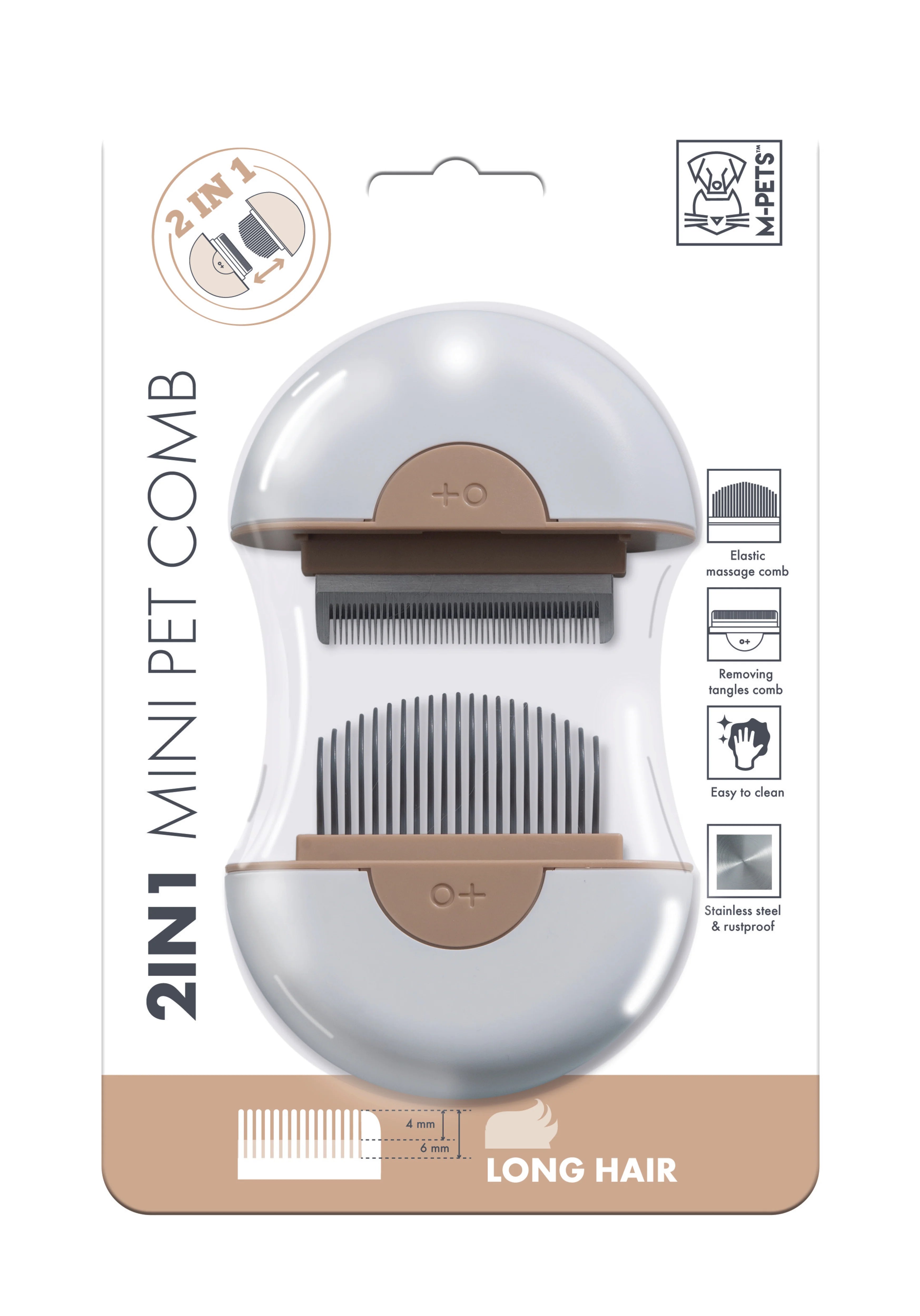 M-PETS Mini kam lang haar - bruin