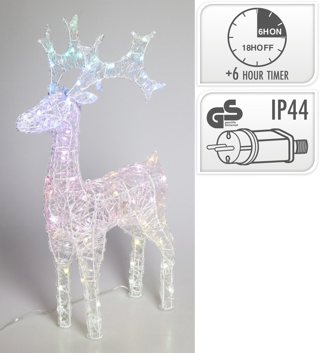 Kerstverlichting rendier acryl 80LED 75cm
