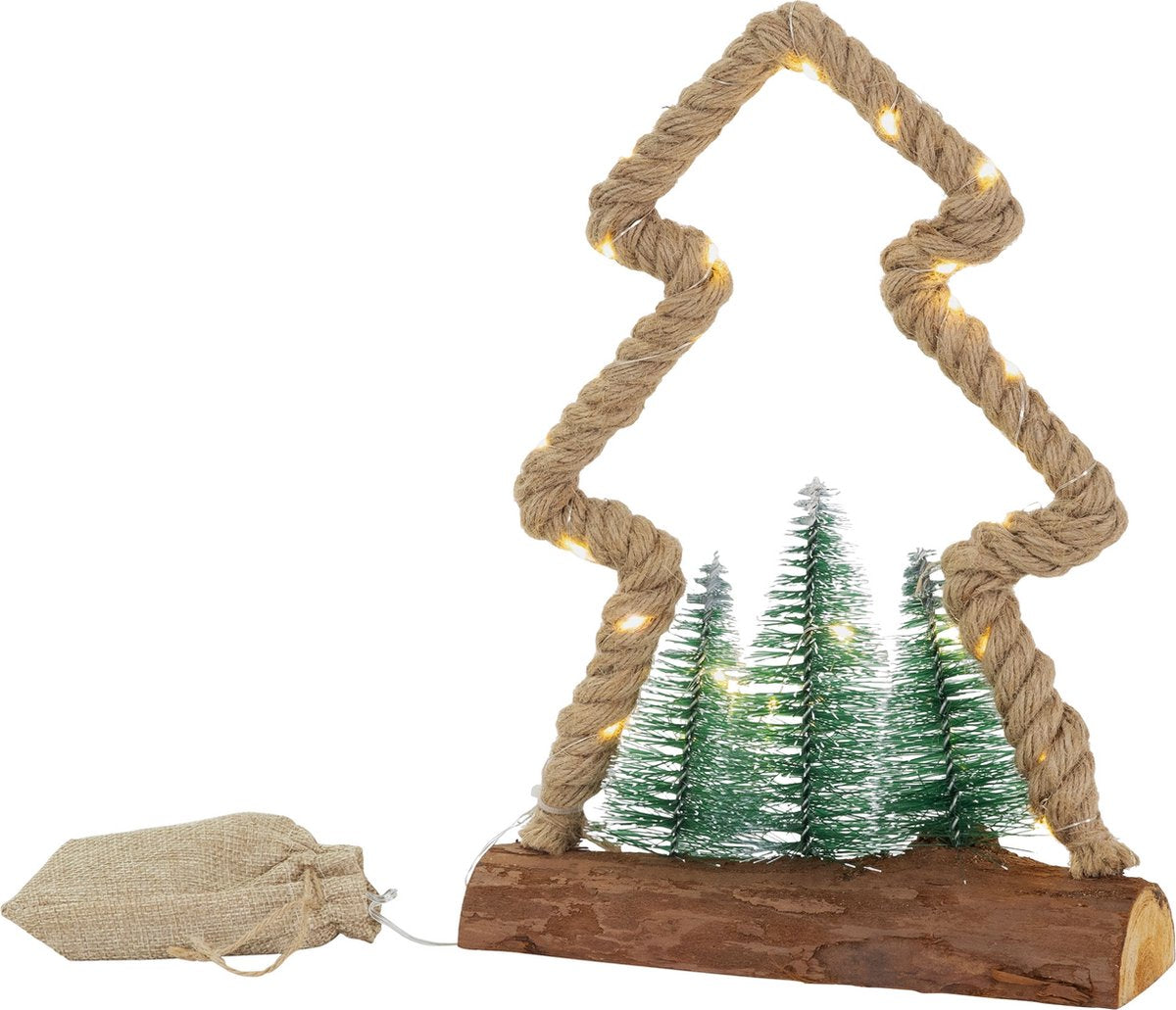 Kerstfiguur jute 30LED - ass. (prijs per stuk)