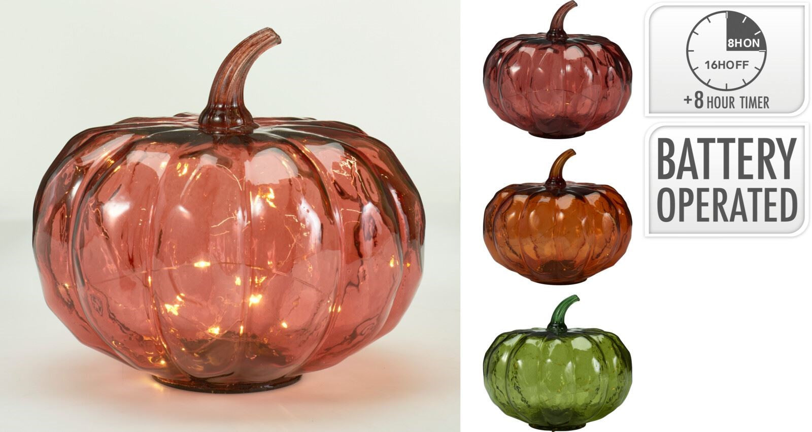 Pompoen deco LED 17cm - ass. (prijs per stuk)