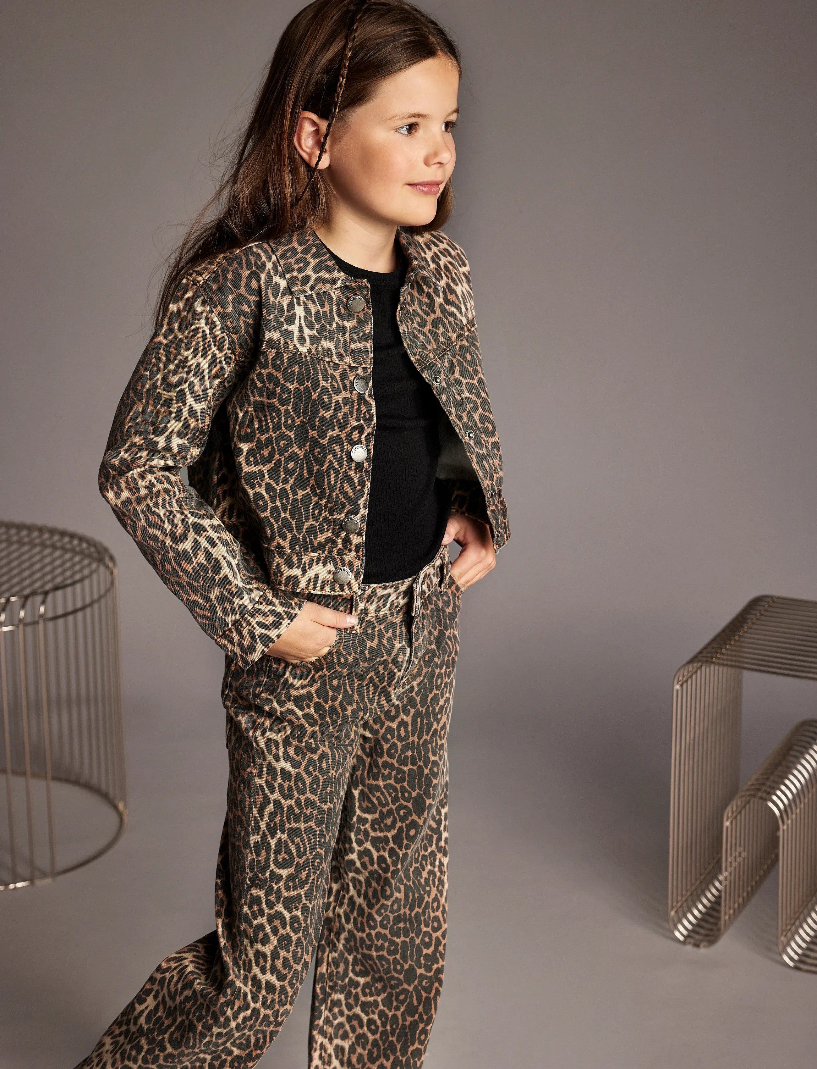 CREAMIE G Jeans wide - brown leo - 134