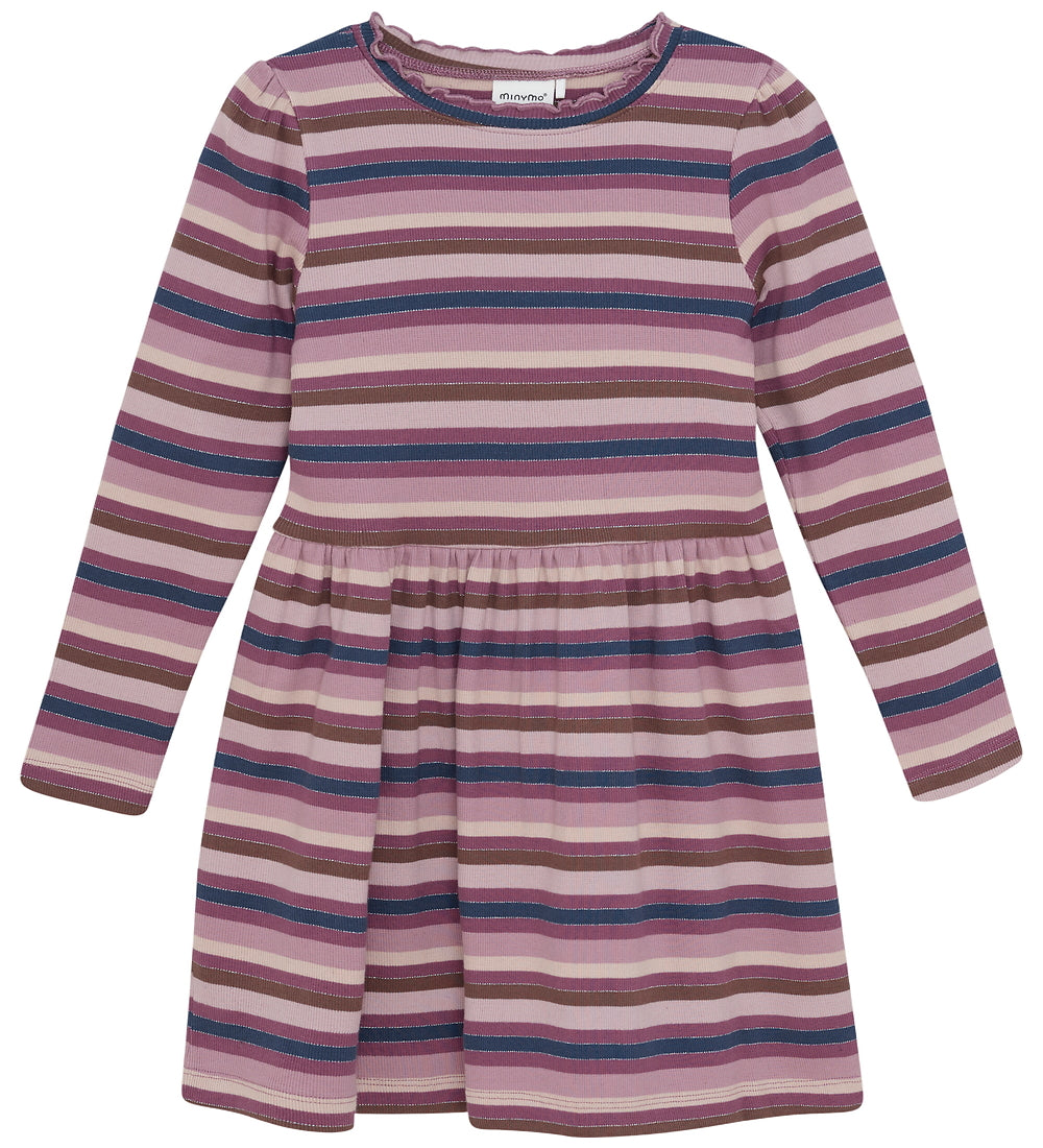 MINYMO G Dress LS glitter rib - rose brown - 122