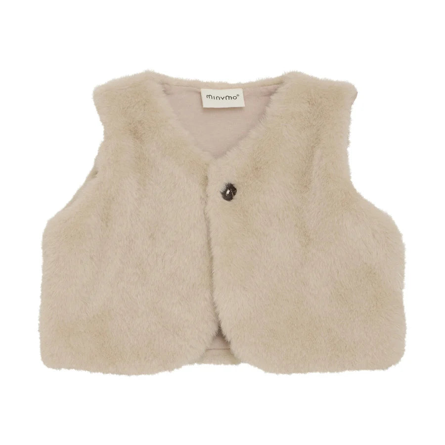 MINYMO G Vest fake fur - smoke gray - 86