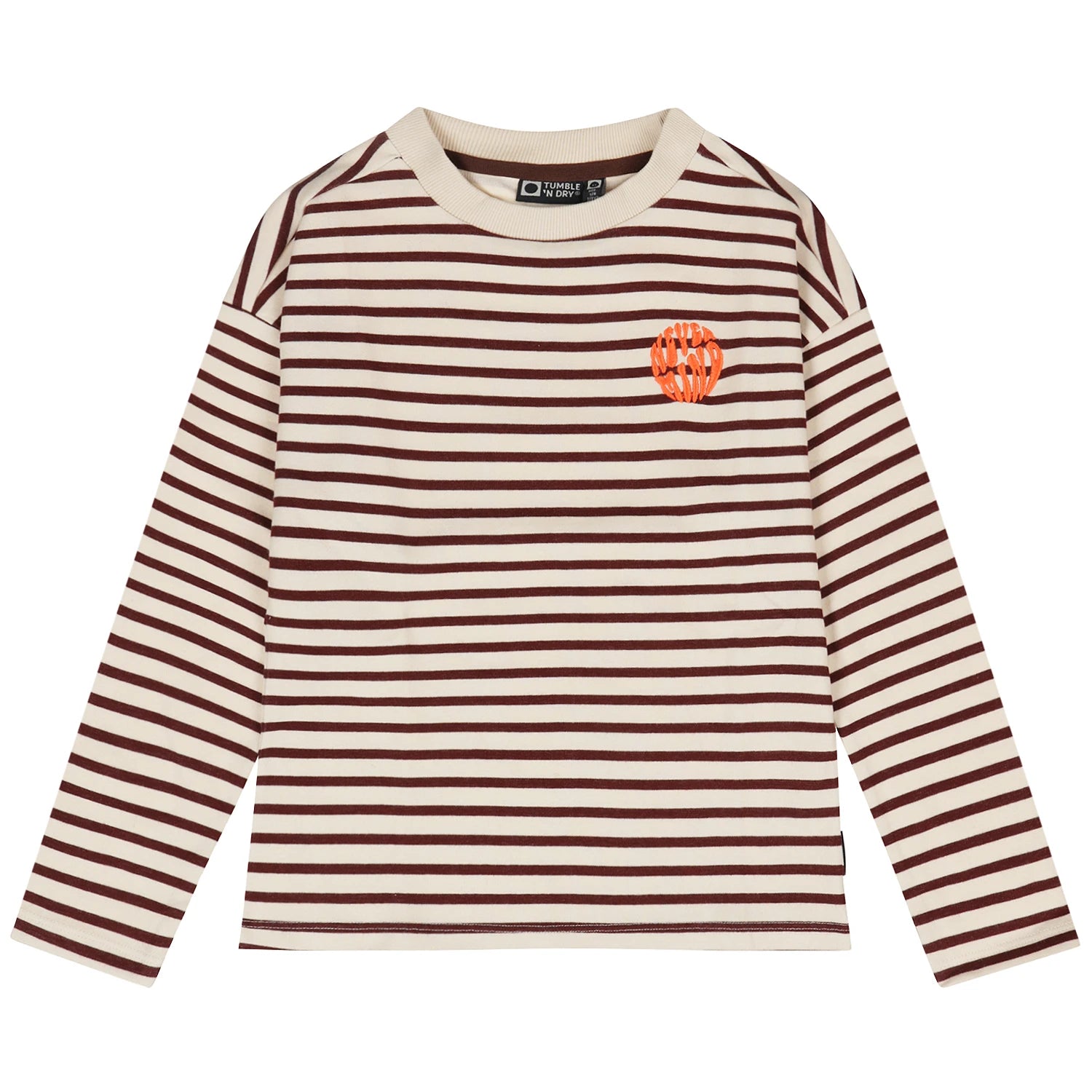 TND B Longsleeve CONCRETE - bruin streep - 158/164