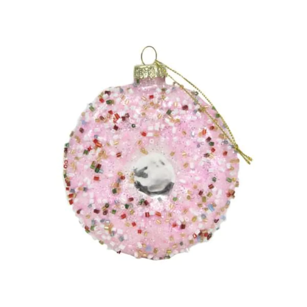 Glazen kerstbal figuur donut 9cm