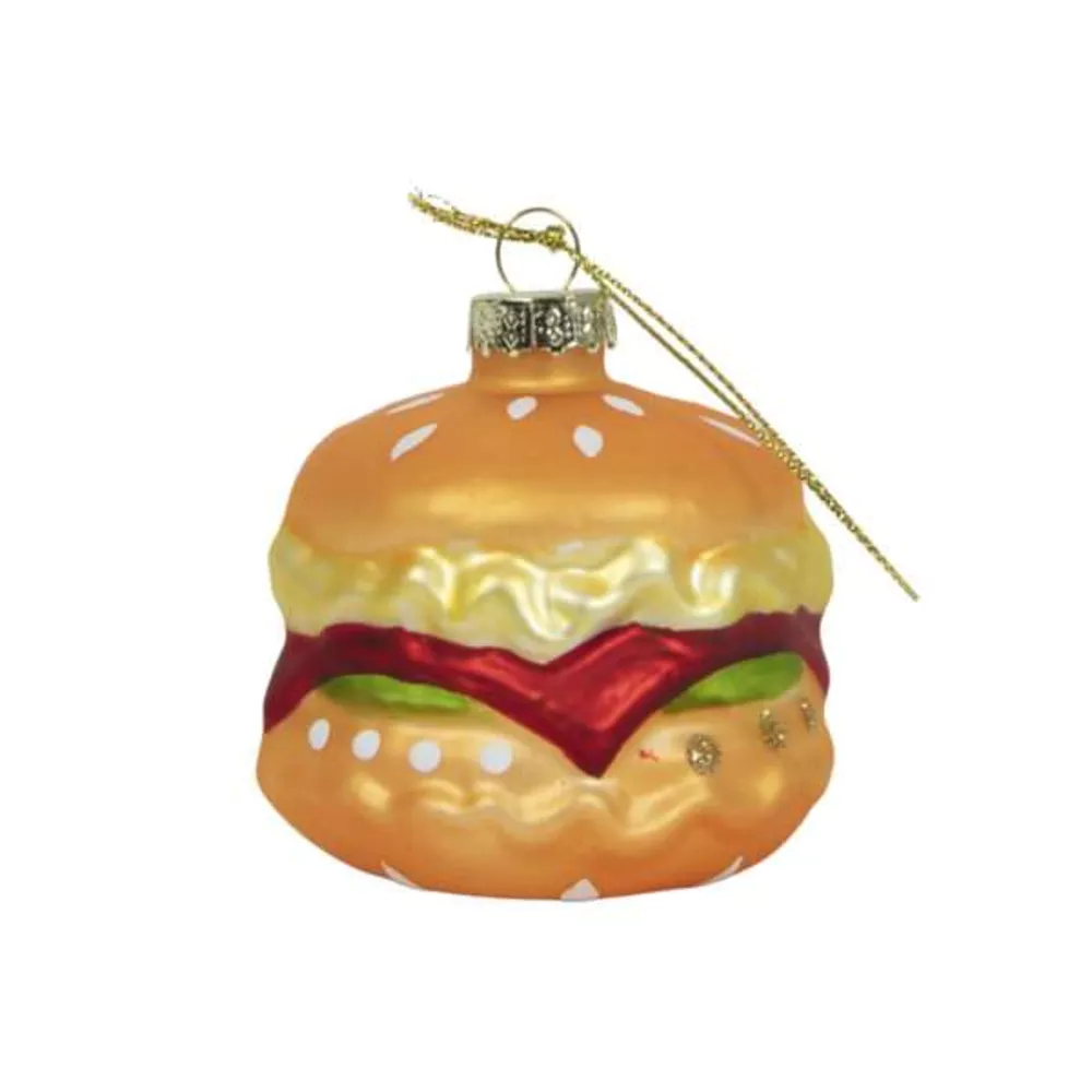 Glazen kerstbal figuur hamburger