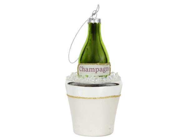 Glazen kerstbal figuur champagne incl.