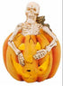 Pompoen met skelet - 9x12cm - oranje