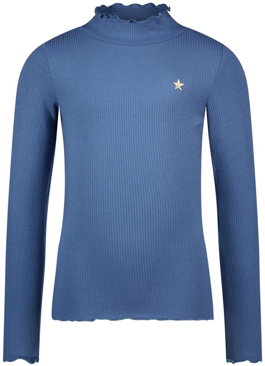 FLO G Eef longsleeve rib coll - jeans blue - 158/164