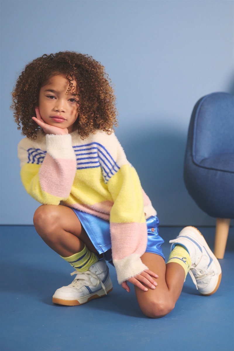 NONO G Kendra sweater fluffy striped - pearled ivory - 122/128