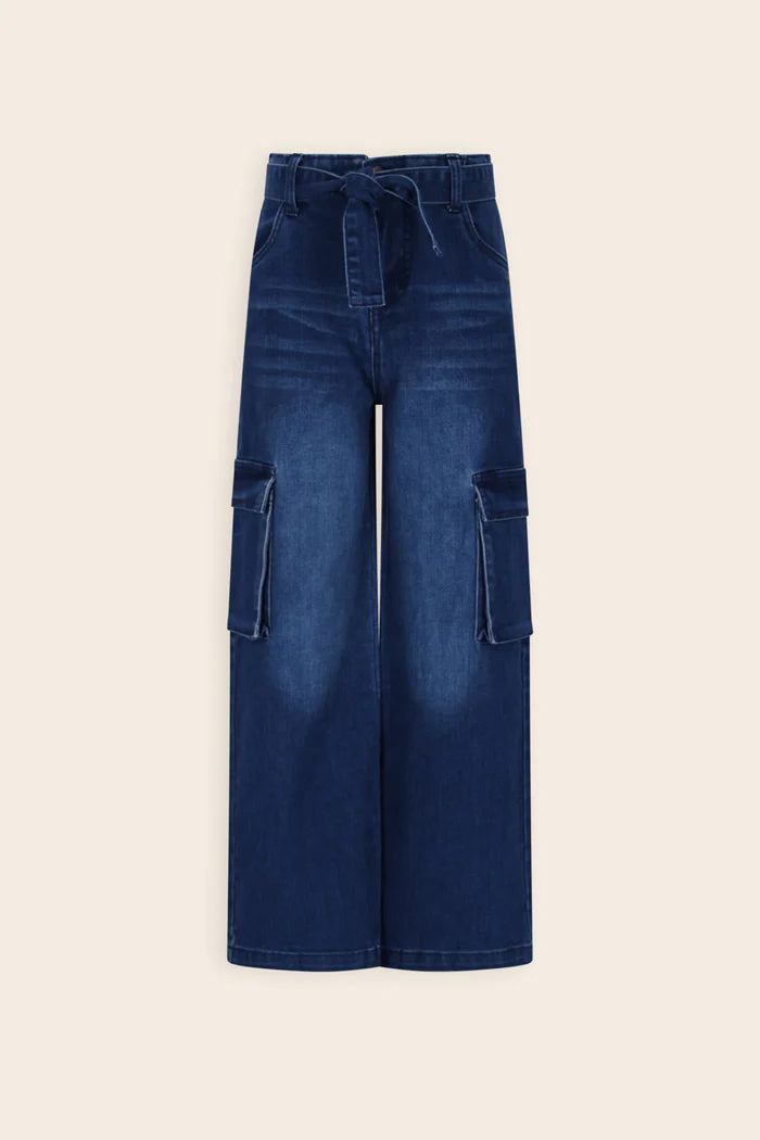 NONO G Saar cargo broek - nautical blue denim - 134/140