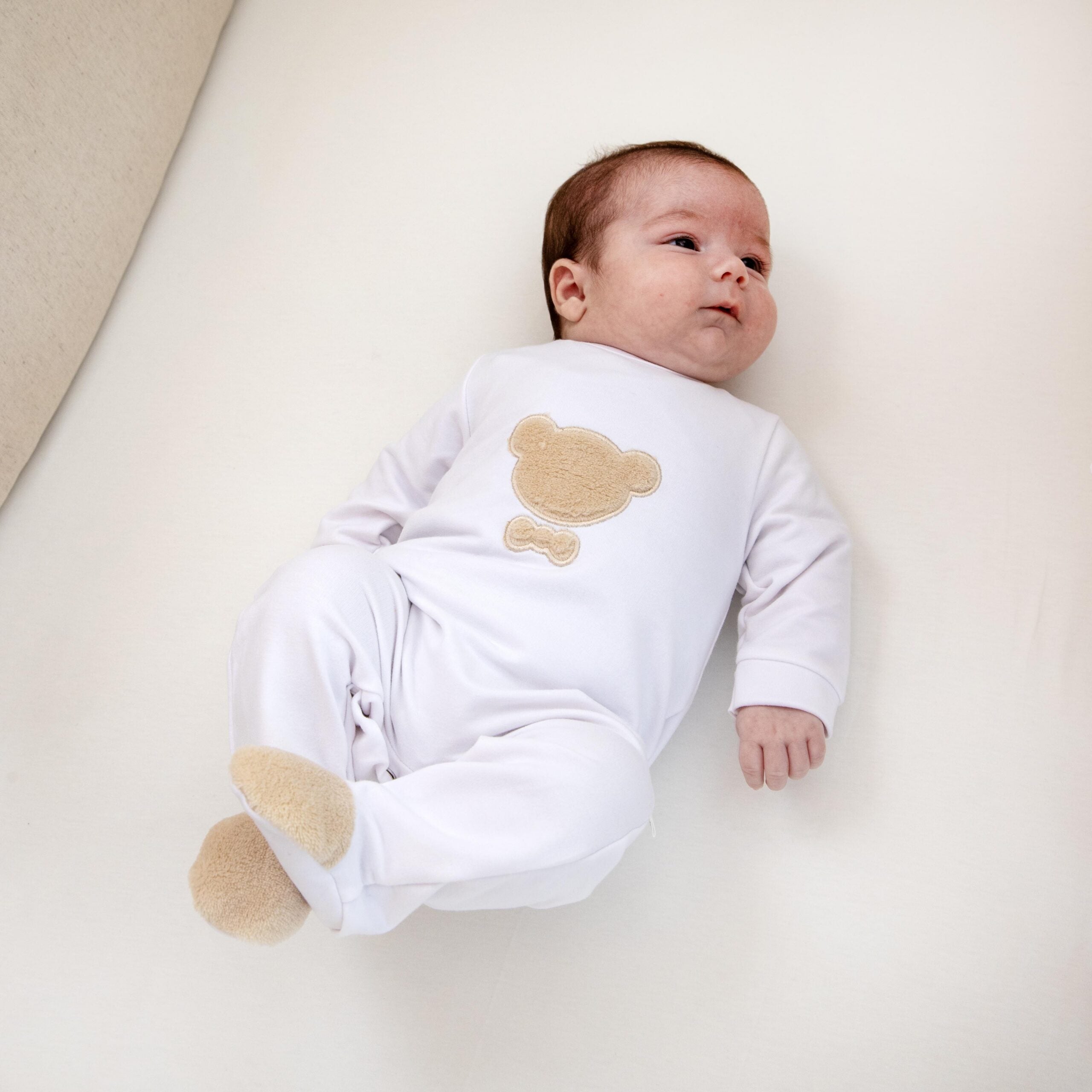 LIVING NATURE Babypakje Noa zonder kraagje wit teddy beer - 1m