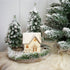 Kerst snowy house with 2 pines & LED batt