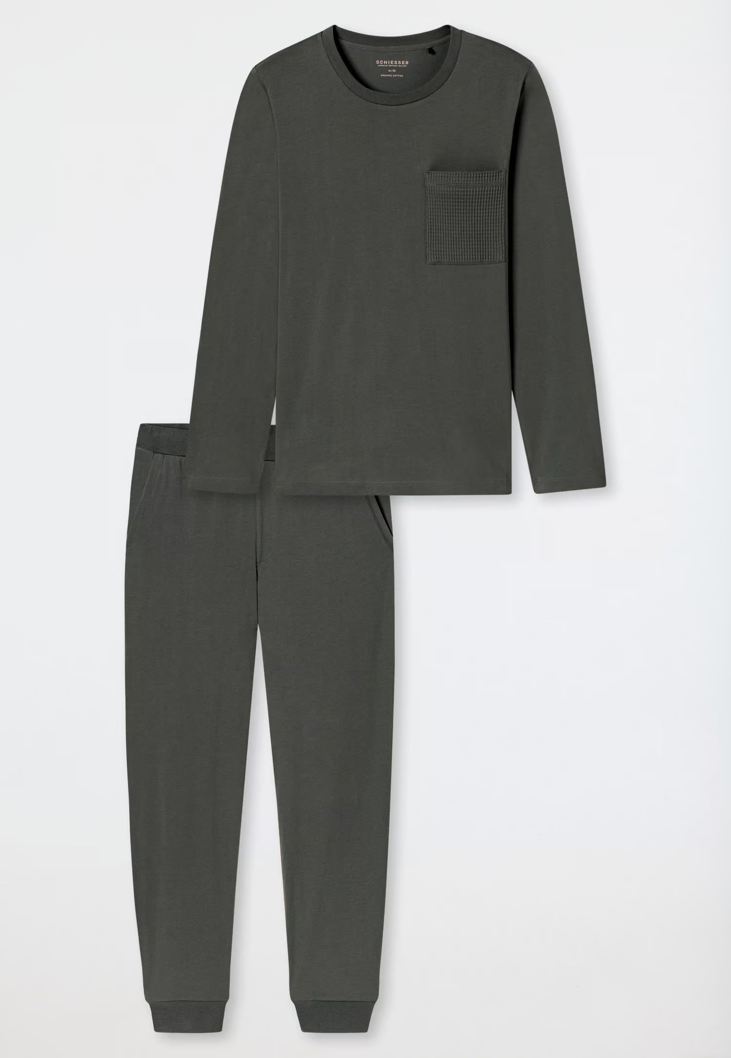 SCHIESSER Heren pyjama lang - donkergroen - XXL