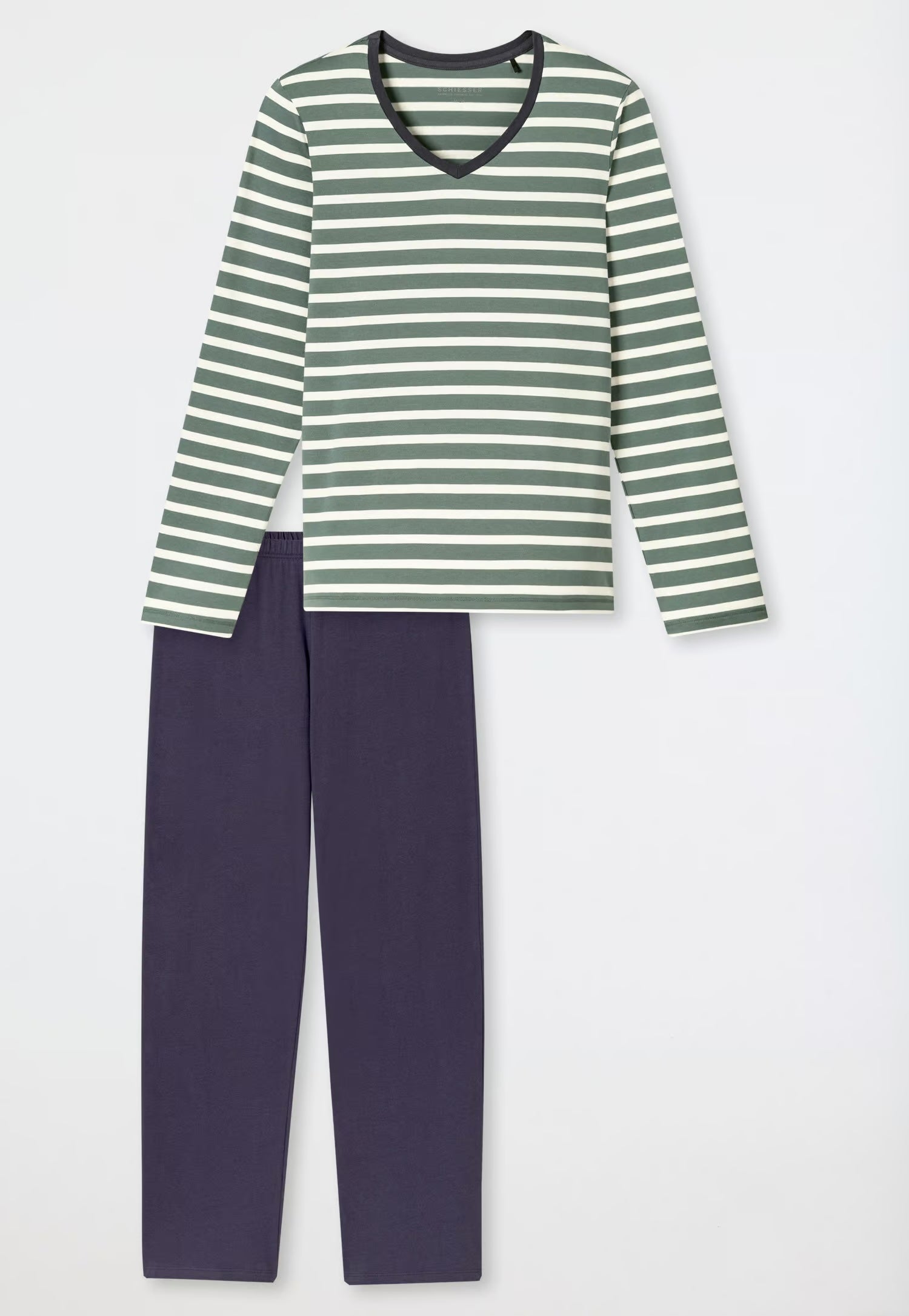 SCHIESSER Dames pyjama lang - streep/mineraal - M