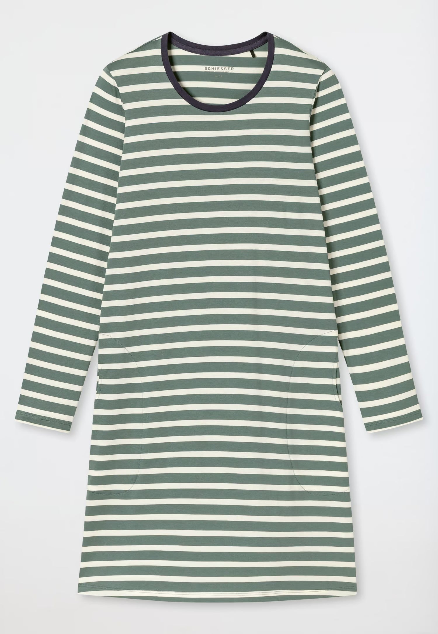 SCHIESSER Dames slaapkleed m/mouwen - streep/mineraal - 3XL