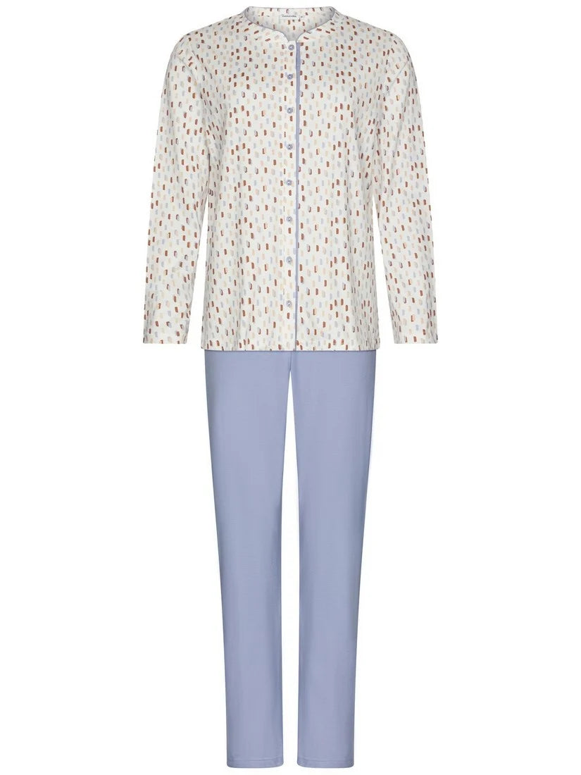 PASTUNETTE Dames pyjama full button - blue - 48