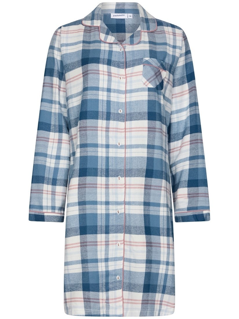 PASTUNETTE Dames  nightdress full button (95 cm)- blue - 36