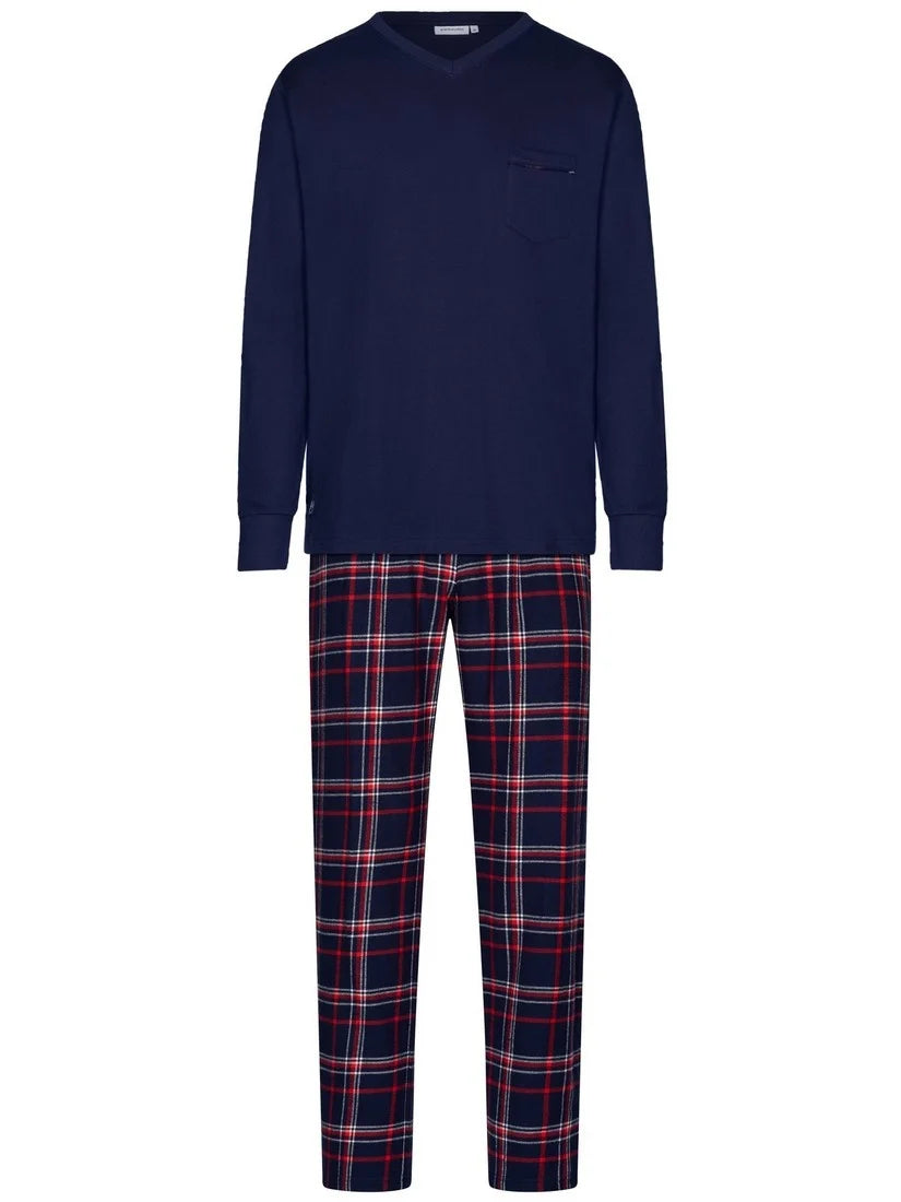 PASTUNETTE Heren pyjama checked trousers - dark blue - S