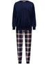 PASTUNETTE Heren pyjama checked trousers - dark blue - S