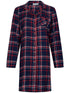 REBELLE Dames nightdress full button check (95 cm)- dark blue - 46