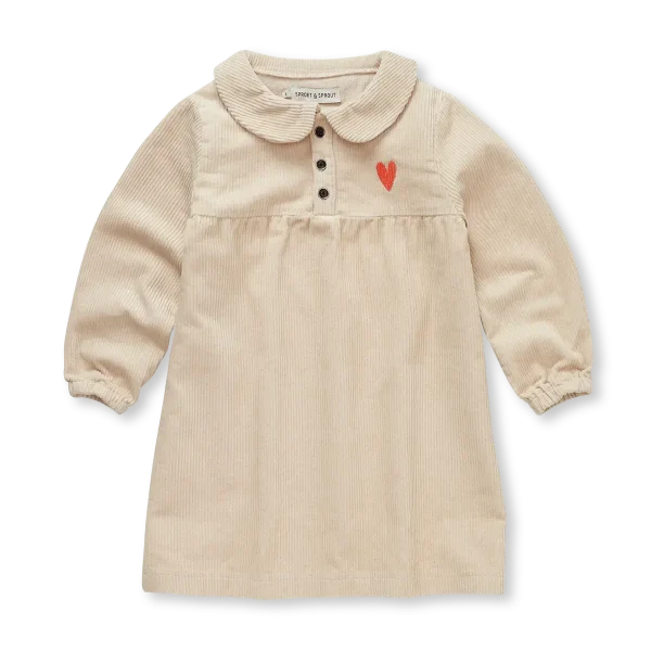 SPROET & SPROUT Corduroy dress heart - beige - 6j.
