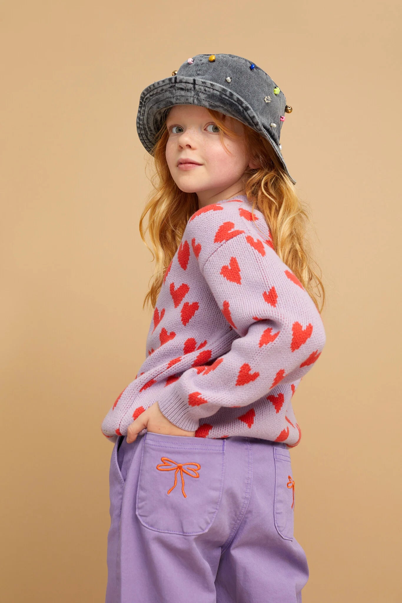 SPROET & SPROUT Sweater intarsia hearts - lavender - 6j.