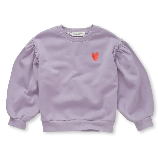 SPROET & SPROUT Sweatshirt puff sleeves heart - lavender - 3j.