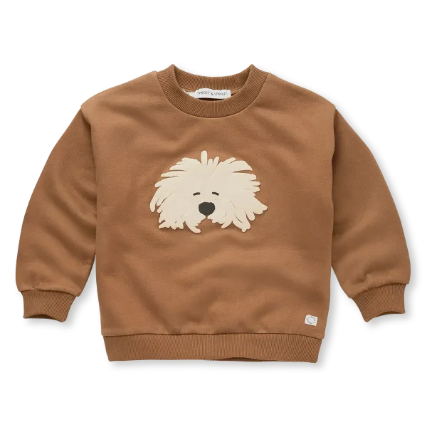 SPROET & SPROUT Sweatshirt moustache dog print - l. grey melee - 5j.