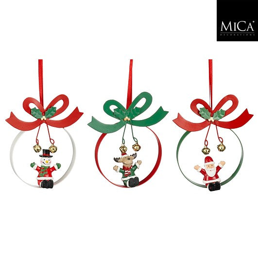 MICA Kersthanger kerstman sneeuwman hert 9,5x11cm - ass. (prijs per stuk)