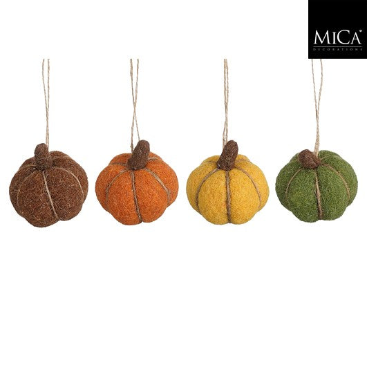 MICA hanger pompoen 7x6cm - ass. (prijs per stuk)