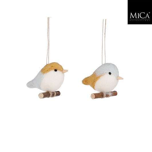 MICA hanger vogel - geel/blauw/wit - ass. (prijs per stuk)