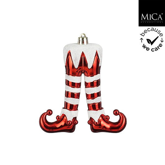 MICA kersthanger glas elfen benen - rood/wit