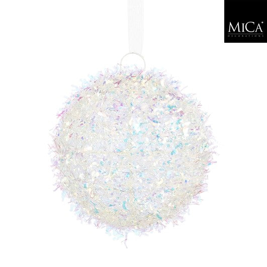 MICA Kerstbal glitters 15cm - parelmoer