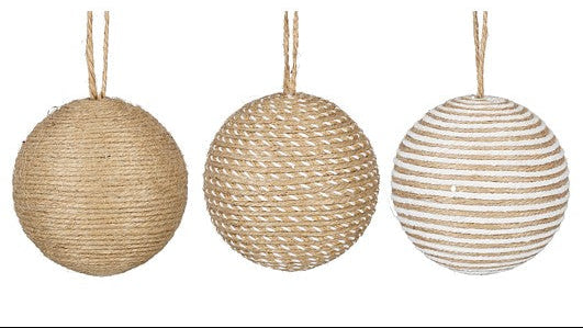 MICA kerstbal onbreekbaar touw 10cm - bruin - ass. (prijs per stuk)