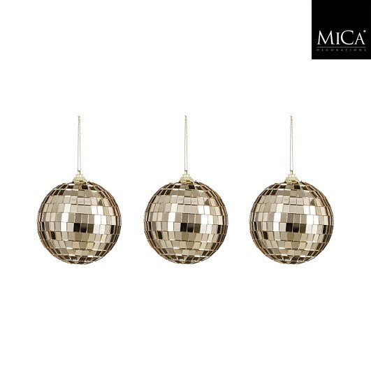 MICA Kerstbal discobal 3st. 8cm - champagne