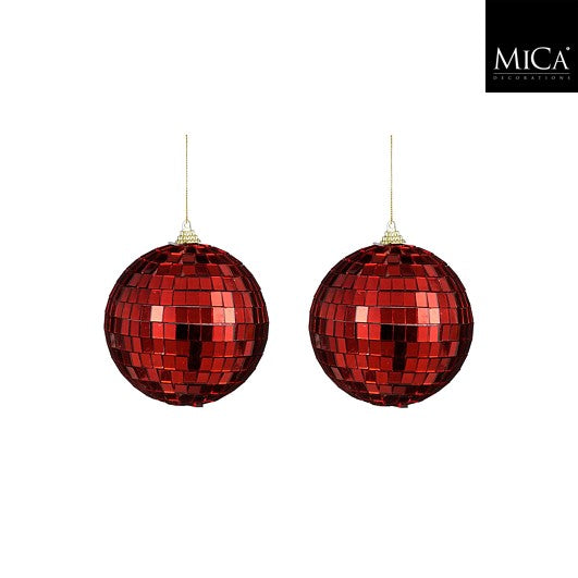 MICA Kerstbal discobal 2st. 10cm - rood