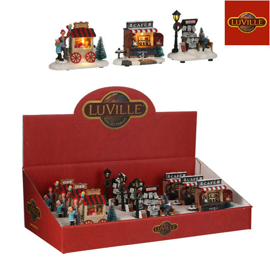 LUVILLE Kerst tafereel op batterij - ass. (prijs per stuk)
