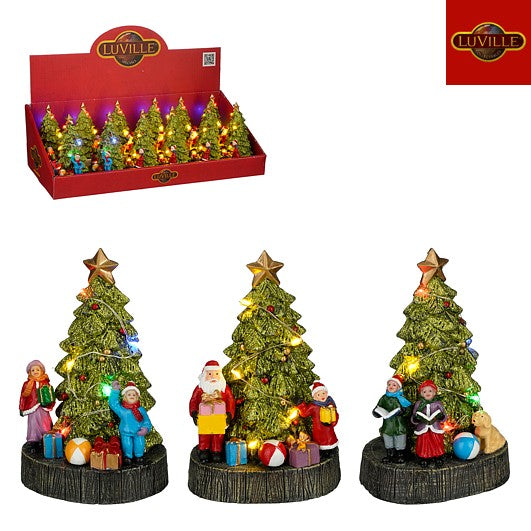LUVILLE tafereel kerstboom op batterij - ass. (prijs per stuk)