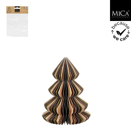MICA Kerstdeco kerstboom papier 16x22cm - multi
